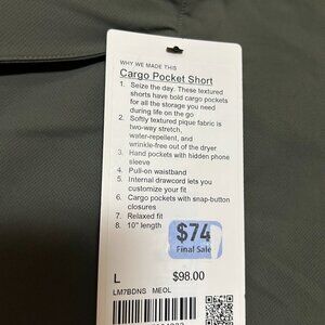 Lululemon Cargo Pocket Short 10" Inseam MEOL Medium Olive Green Men's Size L